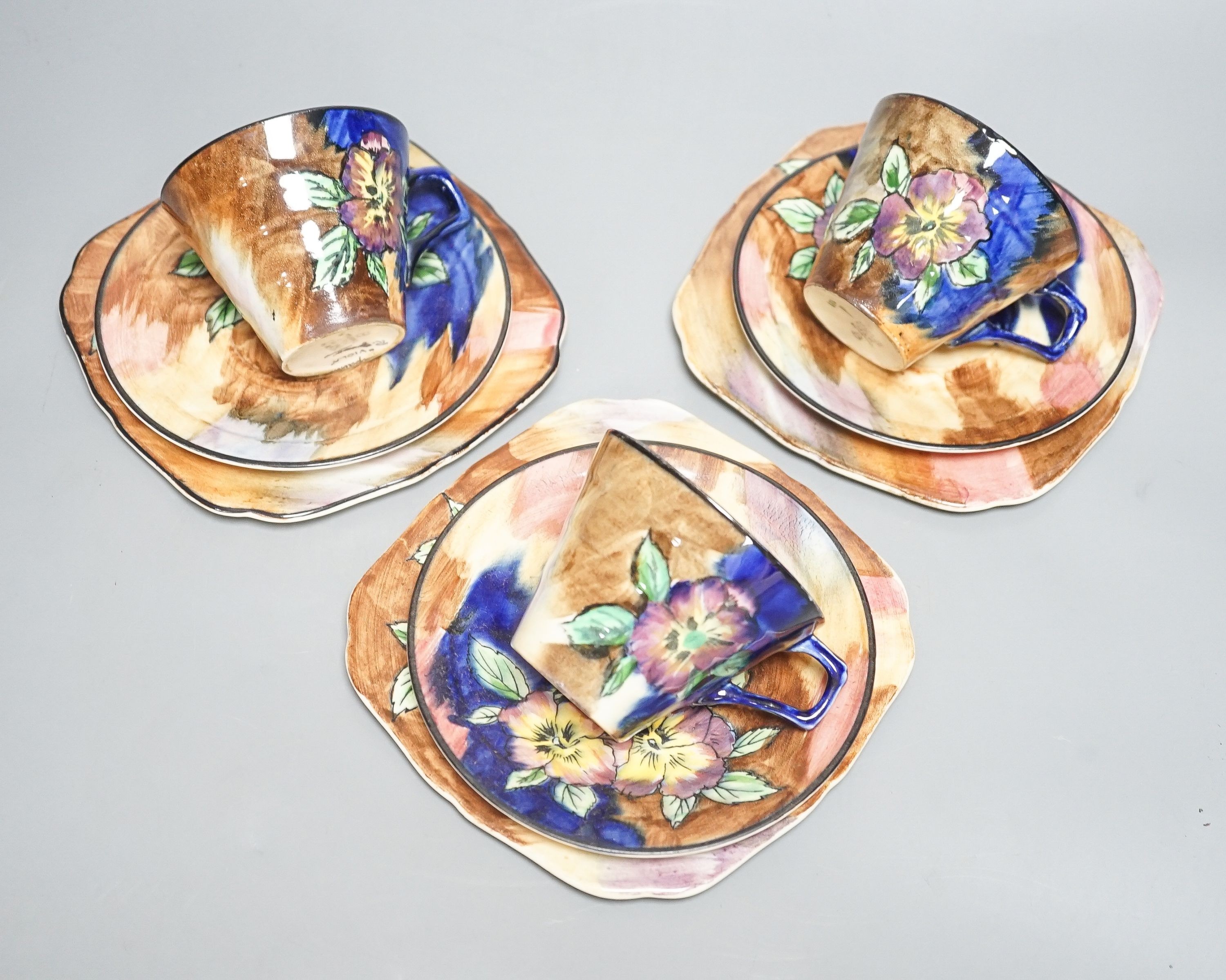 Staffordshire Viola pattern coffee set, 29 pieces
